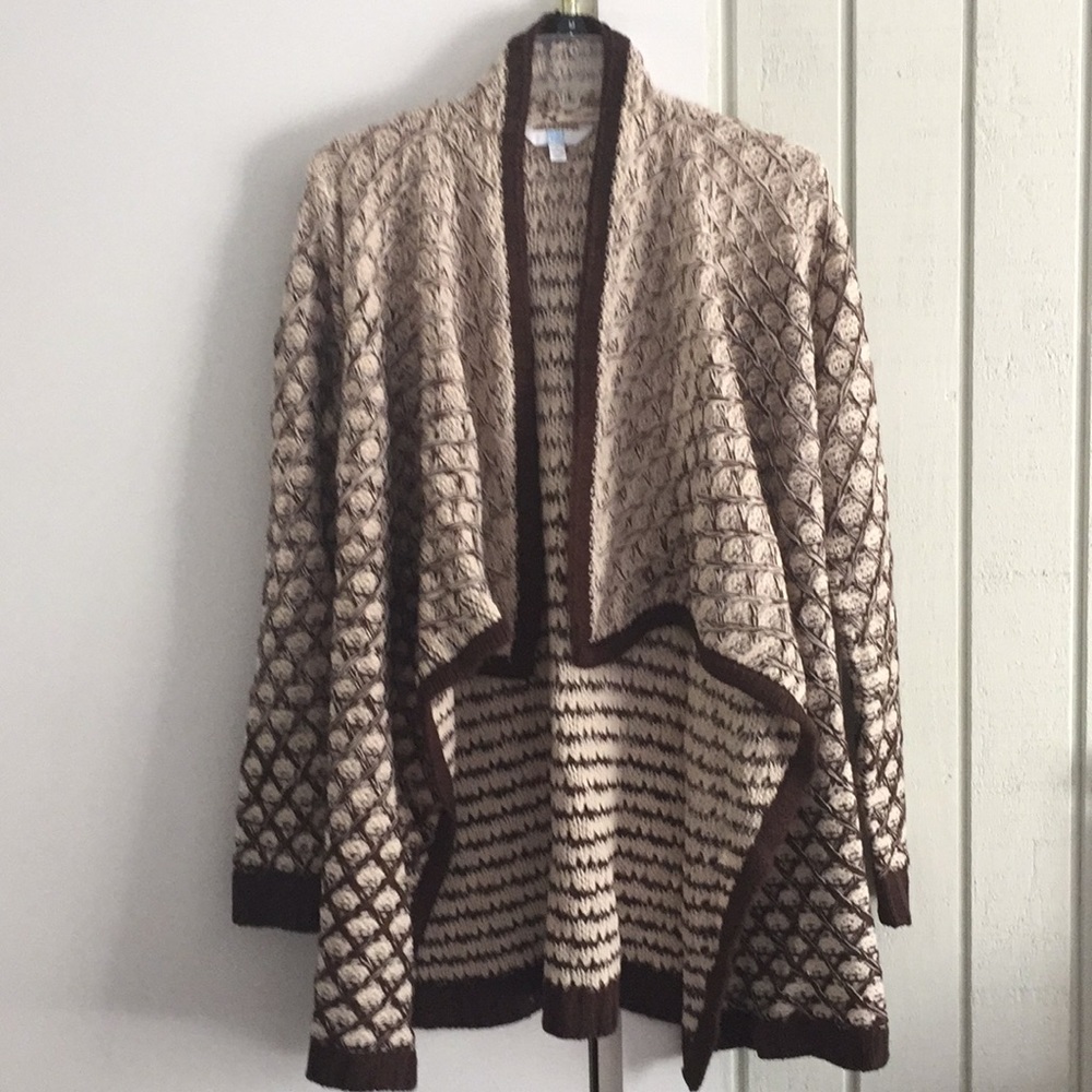 Flyaway cardigan with ombré brown pattern NWT